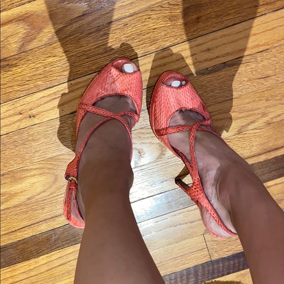 Pink Python Snake Skin Sandals - Picture 3 of 5